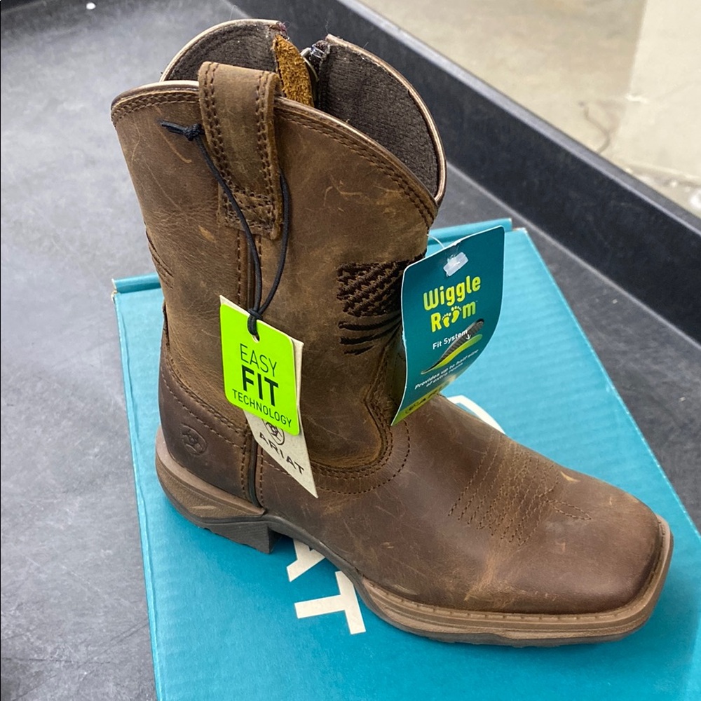 Ariat Brown Leather Anthem Patriot Western Boots 10 kids